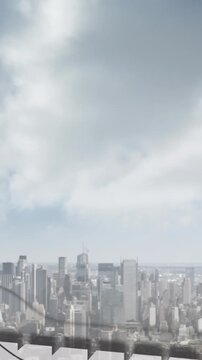 Animation of data processing over cityscape