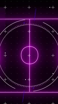 Animation of purple neon basketball court and markers
