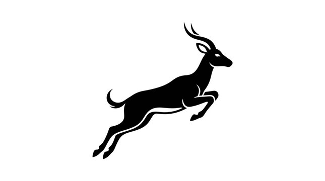 Jumping gazelle silhouette vector illustration