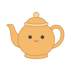 Cute cartoon teapot with a smiling face