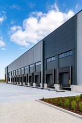 Fototapeta premium Modern distribution center building with loading docks