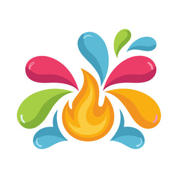 Colorful Fire and Water Drops