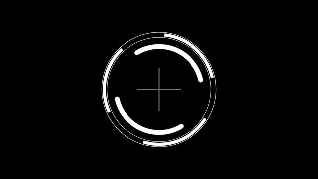 Minimalist White Futuristic HUD Target Crosshair Interface Element on Black Background.
