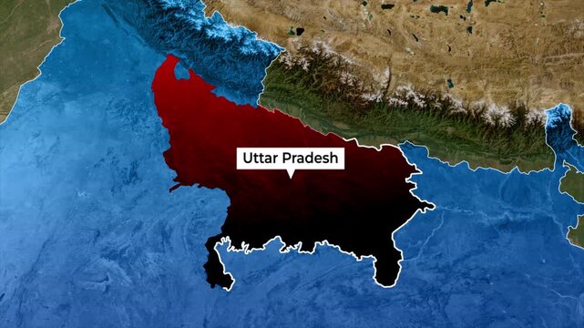 Uttar Pradesh Map Highlight Animation, Uttar Pradesh State Location Map, Uttar Pradesh Map in India