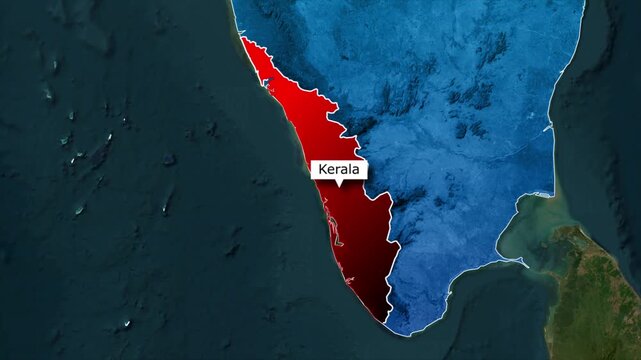 Kerala Highlighted on India Map, Kerala State Geography Animation, Southern India Location Map