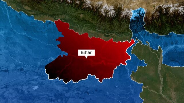 Bihar Map Highlight, Bihar Location Map, Indian State Geography Animation, Eastern India Regional Map, Bihar Territory Map, India State Border Map, Bihar Geographic Location Animation