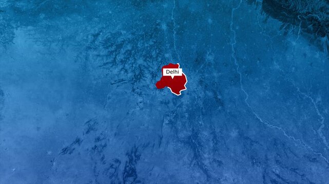 Delhi Highlighted on India Map, Delhi Location Geography Animation, Indian Capital Territory Map