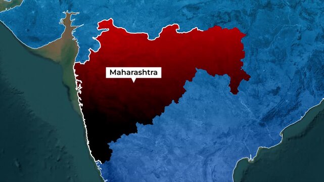 Maharashtra Highlighted on India Map, Maharashtra State Geography Animation, Western India Location Map