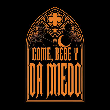 Etiqueta G&oacute;tica Para Halloween, Dise&ntilde;o De Vector En Vinilo Naranja, Vino Orame, Tetera editable svg