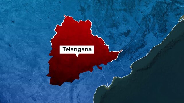 Telangana Highlighted on India Map, Telangana State Geography Animation, Southern India Location Map