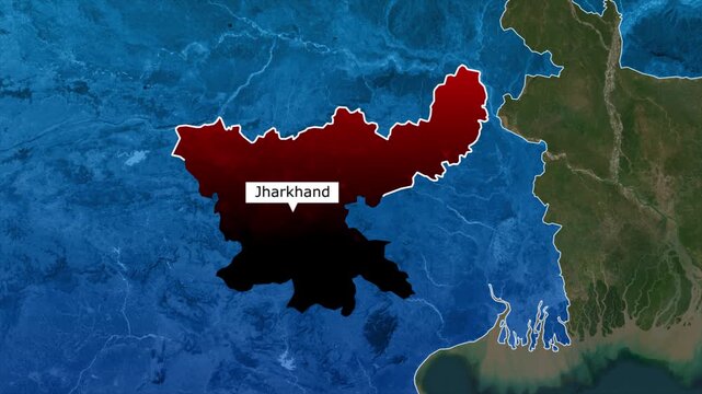 Jharkhand Highlighted on India Map, Jharkhand State Geography Animation, Eastern India Location Map