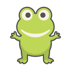 Fototapeta premium Cartoon frog waving