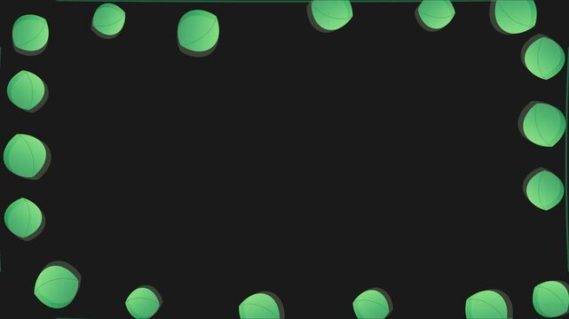 Minimalist green leaf border design featuring repeating botanical elements arranged in rectangular