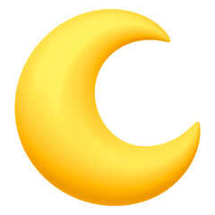 Yellow crescent moon png icon sticker, 3D rendering, transparent background © Rawpixel.com