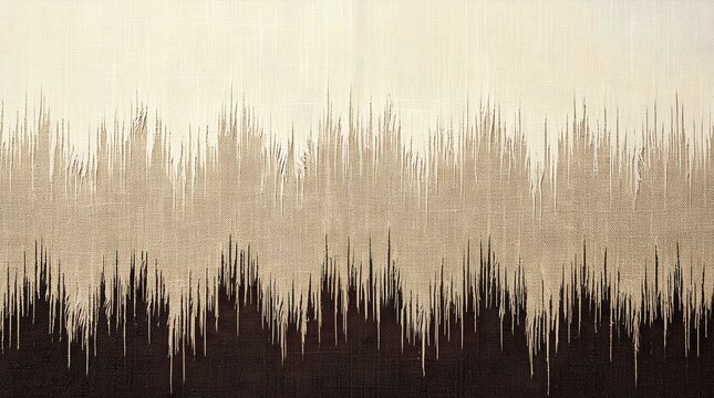 Abstract Ikat Pattern Textured Canvas Background with Brown and Beige Gradient Drip Waves