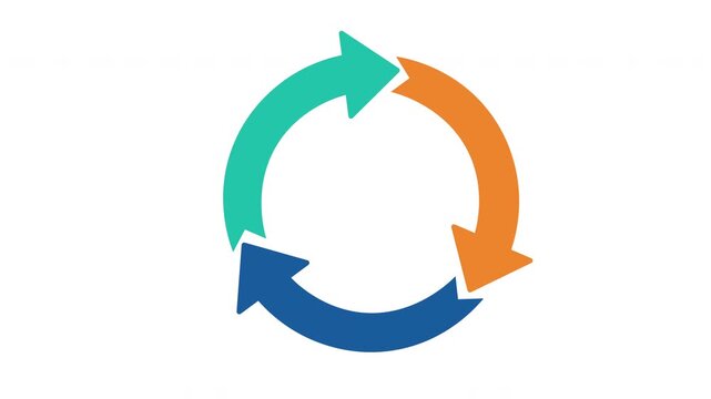 3D colorful circular arrow loop loading animation concept for business process cycle infographics video illustration