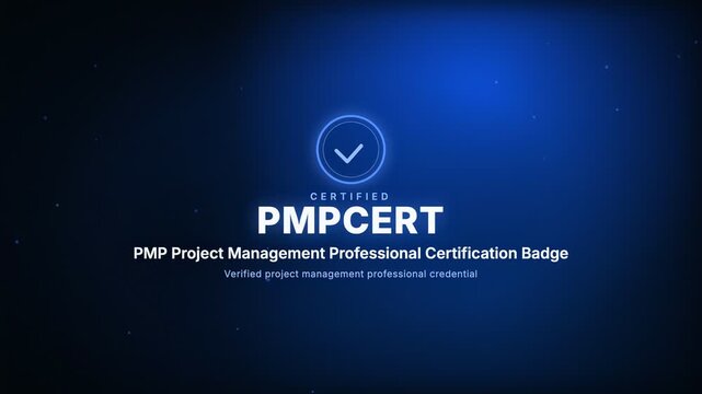 Animated PMP project management professional certification badge confirming a verified project leadership credential