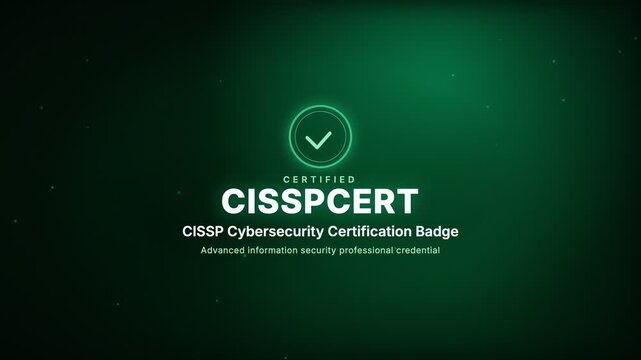 Animated CISSP cybersecurity certification badge confirming an advanced information security professional credential