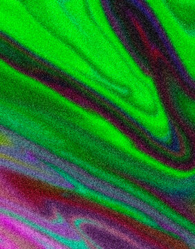 Abstract background featuring vibrant neon green and dark purple flowing liquid paint swirls with a grainy texture