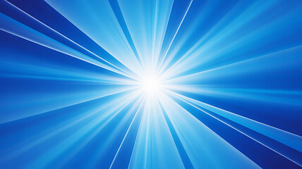 A vibrant blue and white radial sunburst background featuring dynamic light rays emanating from a central point of brilliant glowing energy