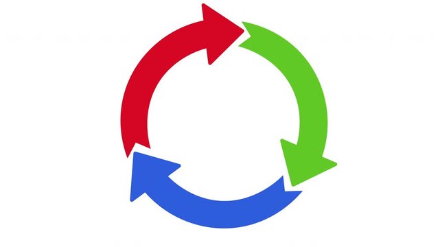 3D colorful circular arrow loop loading animation concept for business process cycle infographics video illustration