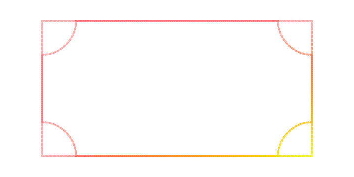 Simple rectangular frame with rounded corners and vibrant gradient lines in red orange and yellow colors for modern graphic design layouts and creative page borders or photo placeholders isolated on t