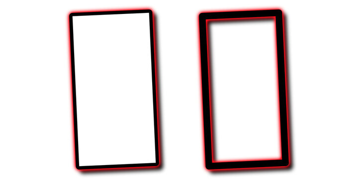 Two simple rectangular frames with bold black outlines and thin red borders arranged side by side in a minimalist graphic style for modern digital design projects and layouts transparent background