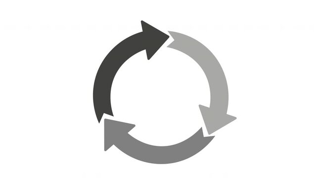 3D grey circular arrow loop loading animation concept for business process cycle infographics video illustration