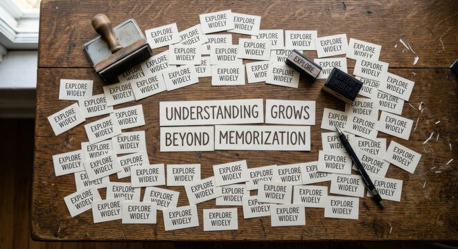 Understanding Grows Beyond Memorization: Scattered Paper Labels on Wood Surface with Stamps