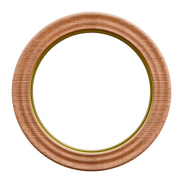 Round Wooden Frame with Gold Inner Edge