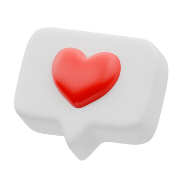 3D Chat Bubble with Red Heart Icon