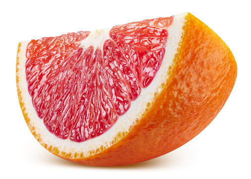 Fresh red orange slice element for professional design. Sicilian orange isolated white background