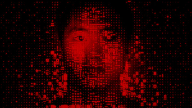 Male Face made of Computer Data, symbolising Biometric Authentication Concept.