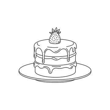 A cake with a strawberry on top