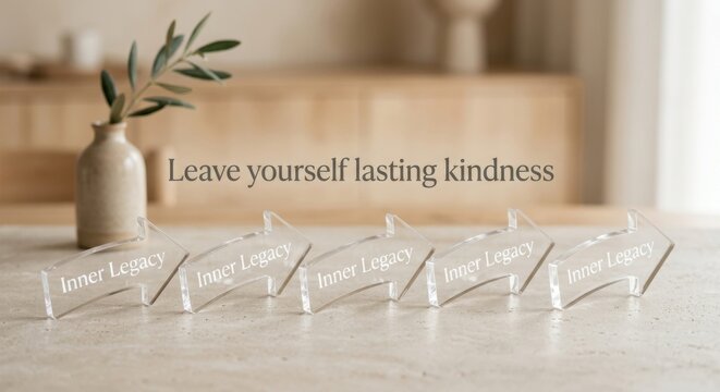 Clear acrylic arrows with 'Inner Legacy' inscription conveying lasting kindness