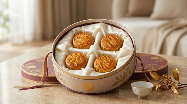 Celebrating the mid autumn festival with traditional mooncakes a symbol of family reunion harmony and the beauty of a full harvest moon