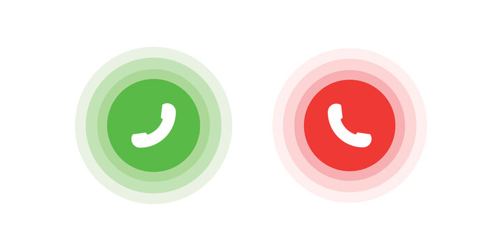 Answer and decline phone call buttons. Phone call. Telephone sign. Accept call and decline phone icons. vector