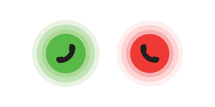 Answer and decline phone call buttons. Phone call. Telephone sign. Accept call and decline phone icons. vector