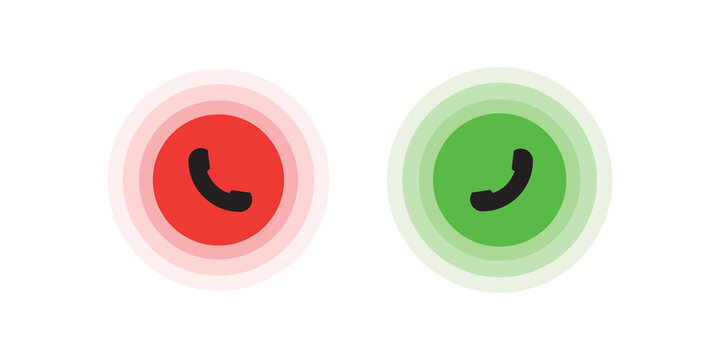 Answer and decline phone call buttons. Phone call. Telephone sign. Accept call and decline phone icons. vector