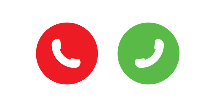Answer and decline phone call buttons. Phone call. Telephone sign. Accept call and decline phone icons. vector
