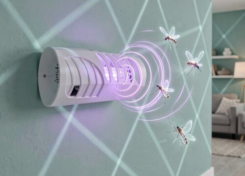 Wall mounted electric mosquito trap attracting flying insects inside house