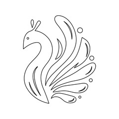 Fototapeta premium Peacock Feather Vector Illustration, Elegant Peacock Bird Design, Decorative Nature Symbol, Colorful Feather Artwork for Tattoo, Logo, Decoration and Ornamental Concepts