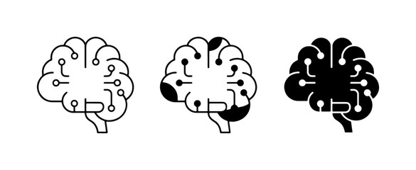 Obraz premium Digital Brain Icons, Neural Network Concepts, Artificial Intelligence Graphics