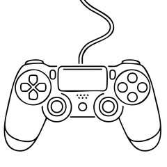 Minimalist Gaming Controller Illustration With D Pad Analog Sticks Triggers And Clean Line Art Isolated on a Transparent or White Background © WeblyWork