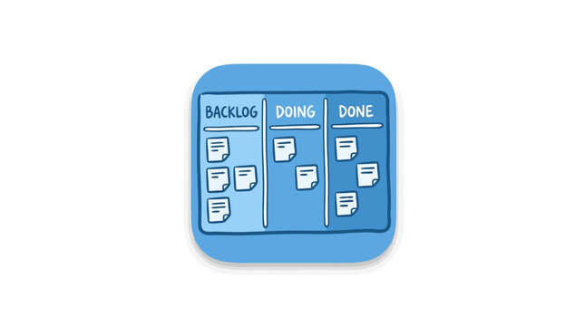 Agile Kanban Board Workflow Icon Illustration