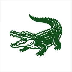Fototapeta premium Green alligator illustration with open mouth and detailed scales
