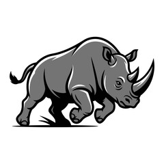 Fototapeta premium Stylized illustration of a rhinoceros walking forward.
