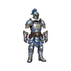 Fototapeta premium Medieval Knight Full Plate Armor Suit Fantasy Warrior Equipment Game Asset Illustration