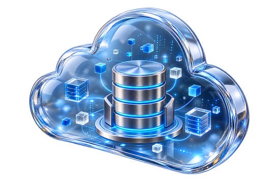 Digital cloud database server technology concept with data center, database