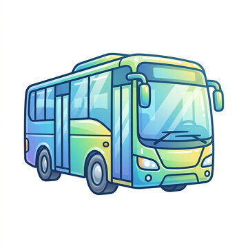 Stylized colorful bus vector icon illustration isolated on white background for transit and travel designs